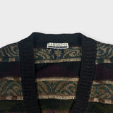 Vintage 80/90s Aztec Patterned Knitted Cardigan | Large