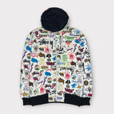 Stussy All Over Logo Zip Up Hoodie | Small