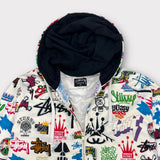 Stussy All Over Logo Zip Up Hoodie | Small