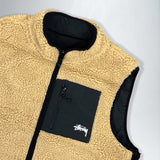 Stussy 8 Ball Reversible Sherpa Vest Jacket | Large