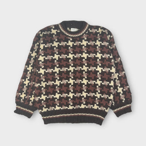 Vintage 80/90s Patterned Knitted Heavyweight Jumper | Small