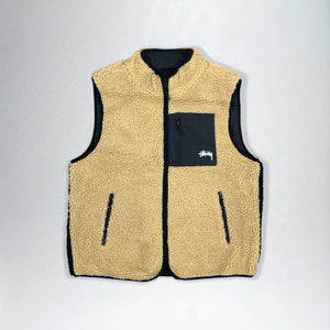 Stussy 8 Ball Reversible Sherpa Vest Jacket | Large