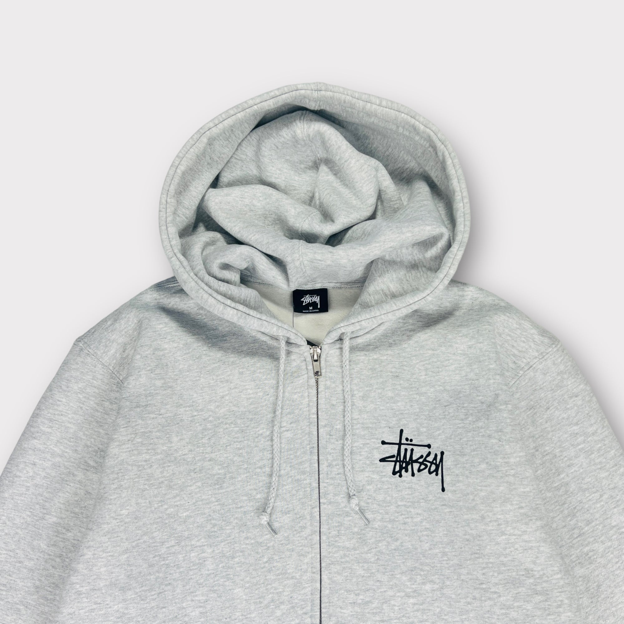 Stussy basic hoodie grey on sale